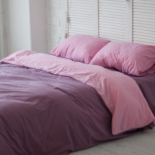 Cotton Bedding Set in Purple and Pink