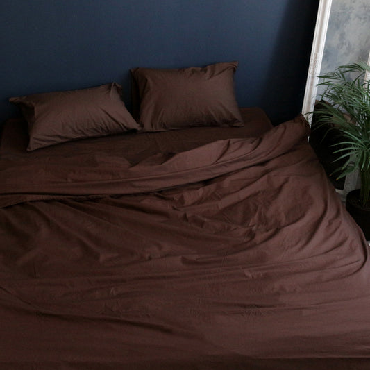 Cotton Bedding Set in Dark Brown